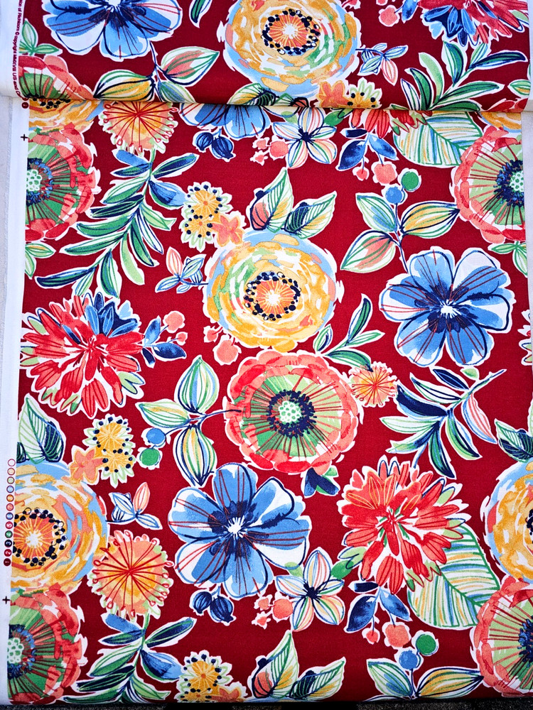 NEW Outdoor Colsen Berry Floral – RARE 100% Poly 2 pc LOT- 2yds+18in & 2yds+24in