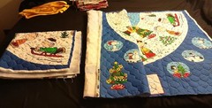 New Charlie Brown Christmas Tree Skirt Set of 2 Quilted Fabric Panels