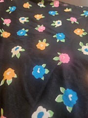 2 Yd 8 In Black Stretch Fabric with Bright Colored Floral Design for Sewing DIY