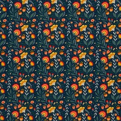 1M X 1.50M French Terry Fields Of Joy Digital Print Dark Blue Swafing Flowers