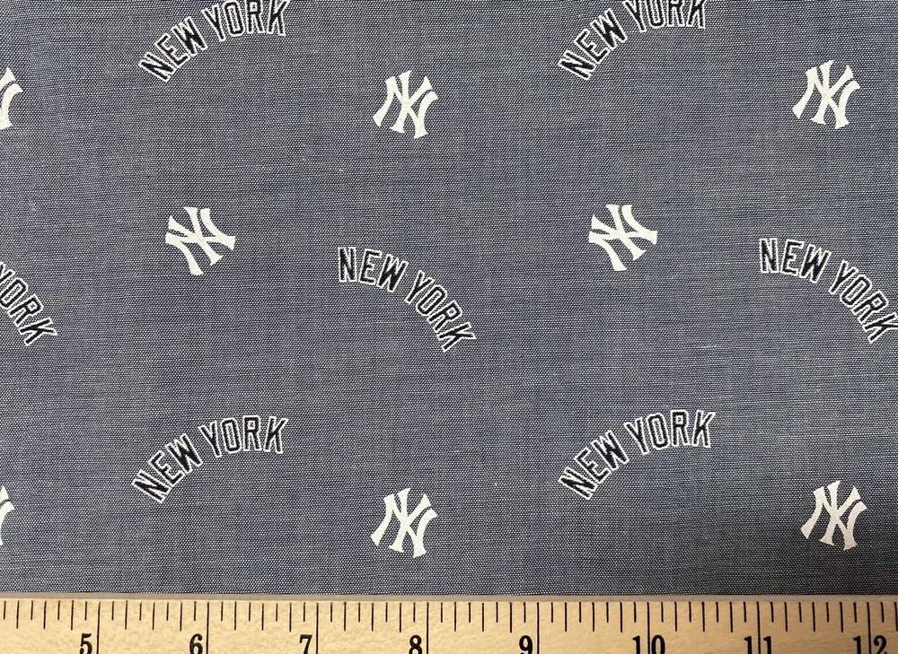 MLB NY NEW YORK YANKEES Baseball, CHAMBRAY 1/4 Yard (9”x44”) 100% cotton fabric