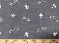 MLB NY NEW YORK YANKEES Baseball, CHAMBRAY 1/4 Yard (9”x44”) 100% cotton fabric