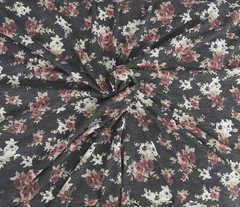Maroon Roses on Black Fabric Jersey Knit By The the Yard 10/16