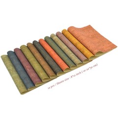 12pcs Colored Cork Fabric Sheets, Cork Faux Sheets for Handcrafts 8″ x 12″(20…