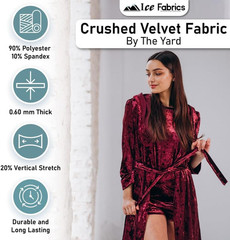 Ice Fabrics Stretch Crushed Velvet Fabric by the Yard, 250 GSM, Orange, 1 Yard