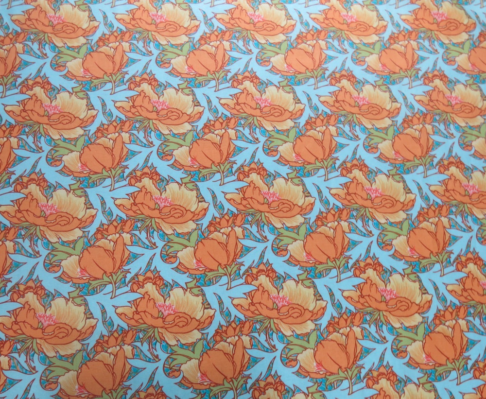 Rowan Westminster Fibers #PWVA 036 Flourish Cotton Fabric, Orange Florals, BTY