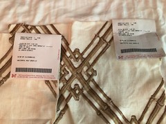 BRUNSCHWIG & FILS 2 pc Bamboo Trellis Tan 12 1/2, 13″ Embroidered Fabric Samples