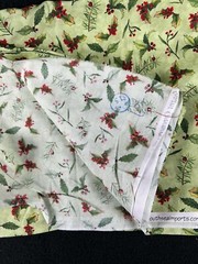 Christmas Holly Berry Pine Cotton Elegant Greenery Cat Williams 2.3 Yd Green Red