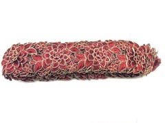 MACRAM&Egrave LACE; RED & FORAL GOLD CM 7 CUT-OUT