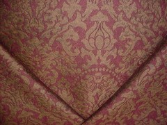 4-3/8Y Kravet 15437 Brass Crimson Damsk Drapery Upholstery Fabric