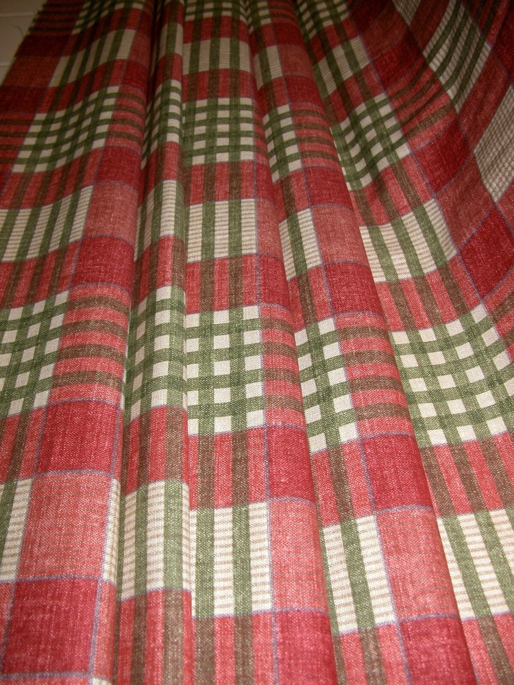 Drapery Upholstery Fabric 54″ Wide 8 oz. Cotton Duck Plaid – Pink / Green