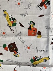 Vintage Disney fabric Mickey Mouse Minnie New York Paris Rome Tokyo 60s Crafts