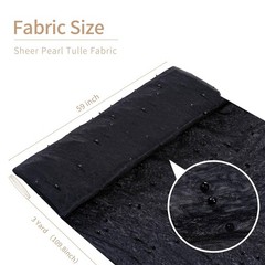 Pearl Tulle Fabric 3 Yard Black Wrinkle Free Mesh Fabric Bridal Veil Hallowee…