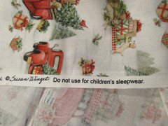 1 yard x 44″ Quilt Fabric Susan Winget Christmas TREE Delivery Puppy Red Truck