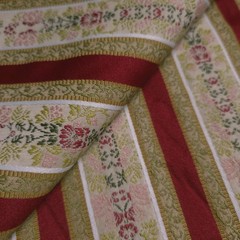 Vintage Floral Stripe Brocade 54″ By The Yard Cream Pink Drapery Cushion Fabric