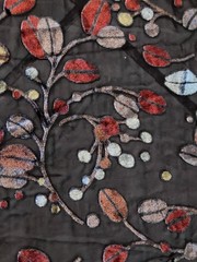 6 Yards Brown Gold Rust Leaves floral Velvet Burnout on chiffon Fabric 45″