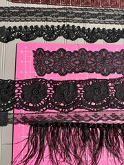 Remnant / Salvaged Vintage Material & Ephemera Pack. Black, Velvet, Sparkle Mix