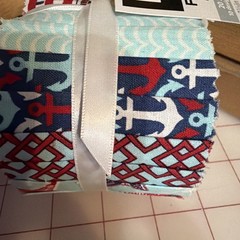 Jelly Roll 2.5 X 42 Nautical Roll Red Blue Turquoise White Cotton