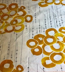 IKEA Maria Vinka 2011 Golden Yellow Flowers Wide Fabric 85.5″ x 59″ + 23″ x 59″