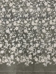 Nina IVORY Polyester 3D Floral Embroidery on Mesh Lace Fabric by the Yard – 100