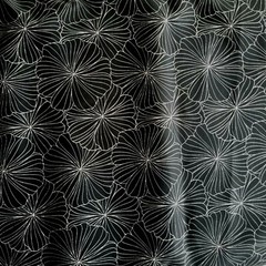 Elegant Beige Flowers Etched on Heavy Black Cotton Reverse Sateen