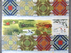 4 Seasons in the Country & Quilt Blocks Stripes Quilting Fabric by Yard #508b