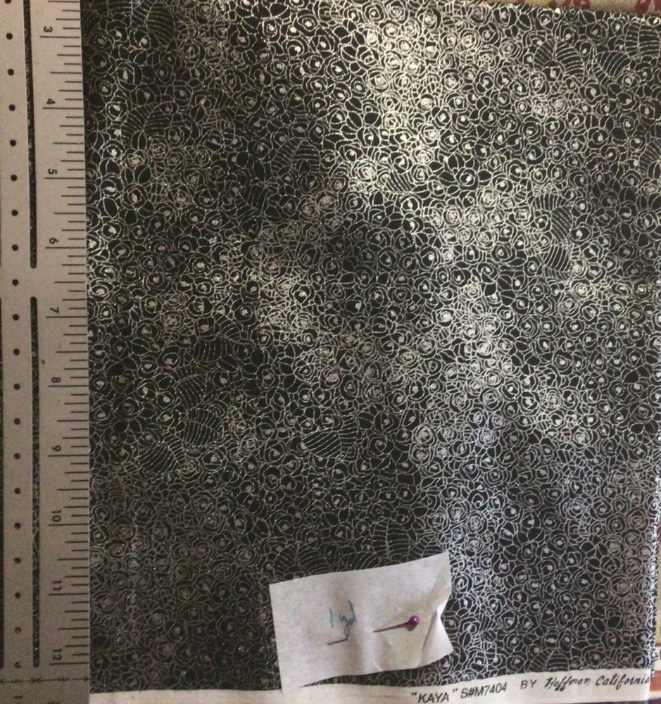Hoffman Kaya Elegant Black Silver Print Cotton fabric 1 Yard