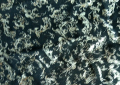 SILVER METALLIC PRINT ON BLACK SHEER POLYESTER FABRIC 4 YARDS X 44″ REMNANT