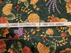 6 Yds X 44″ Classic Cottons FCI 1999 Fabric Fall Autumn Florals Leaves Print