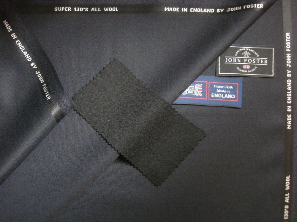 John Foster SUPER 130’s WOOL WORSTED SUITING FABRIC IN “Very Dk. Navy” = 3.6 m.