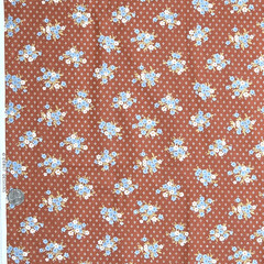 VTG Nosegays On Birdseye Blue White On Rust Debut Designs Cotton Fabric 2.7 YDS