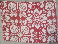 Vintage Red White Coverlet Bedspread Piece