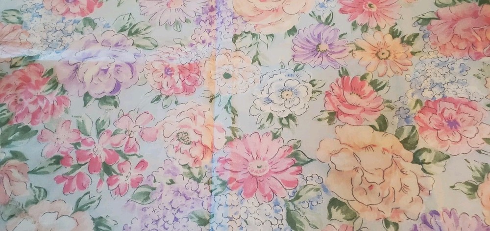 Pastel Watercolor Floral Cotton Fabric 1/2 Yard 44 Wide Cottage Quilting Crafts