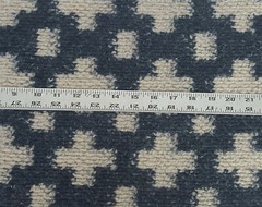 100% Wool Sweater Knit Fabric by the Yard Cross Pattern Navy Beige 4/18