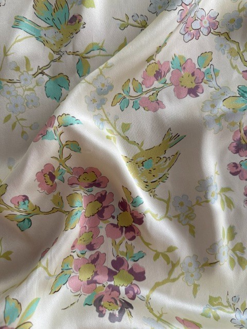 Silk Fabric w/ Floral Print