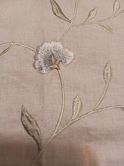 Randolph Alexander Linen Blend Floral Embroidered Fabric Samples Tan Blue Brown