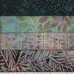 Lot of (4) 1 Yard Cuts 100% Cotton Quilting Batik Fabric Green Pink Mauve #393