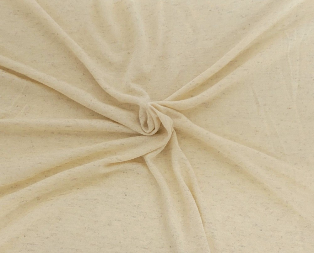 Linen Blend Jersey Knit Fabric By the Yard Ivory [Headwrap, Undergarment] 7/25