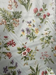 NOS Braemore 4 Yards x 56” lt blue with Multicolor Floral Drapery Fabric Vtg
