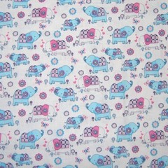 Nursery Baby Fabric – White and Blue Elephants – 3 Wishes YARD