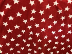 Red American White Stars Print Fleece Fabric – 60″ Wide – Sold by The Yard