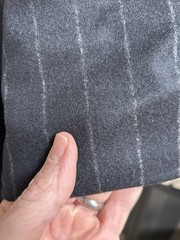 UNMARKED flannel wool fabric bolt dark blue w/ pinstripes 5 ft x 8.5 ft