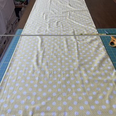 2 Y Vintage Flocked cotton poly batiste fabric DOTTED SWISS White dots on yellow