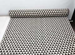 PERENNIALS GEO TRIANGLE BROWN IVORY OUTDOOR INDOOR JACQUARD FABRIC BY YARD 54″W