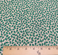 Vtg Possibilities Green Holly Leaf Fabric By Smith & Milligan Henry Glass 1+ Yds