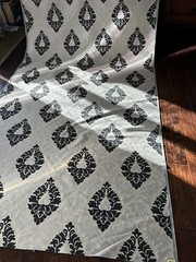 Material Fabric Upholstery Drapery 10 Yards Gray Black Geometric Pattern Boho