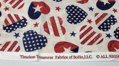 Patriotic Heart Toss Fabric 1 Yard Timeless Treasures SoHo Stars Stripes Flag