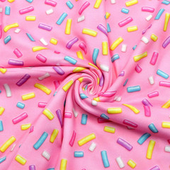 Candy Printed Double Brushed Polyester Fabric Soft Smooth 4 Way Stretch Knit Fab