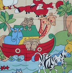 2/3 yd Vtg 1987 House ‘N Home Fabrics Noah’s Ark Animals Cotton Duck Canvas