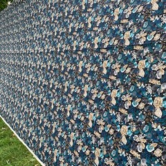 New HSoleil Fabric 8.75 yds Wonder Forest Rayon Turquoise Flowers on Blue Japan
